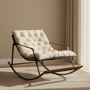 Extra Large 2 Seater Metal Rocking Chair with Soft Cushions Foot Massager Bar Heavy Duty Indoor <b>Outdoor</b> Lounge Rocker Chair - Product Image 4