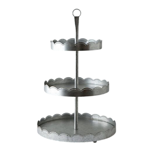 Soporte para pasteles de 2 niveles, plateado, de alta calidad, con asa, elegante bandeja redonda de metal para servir postres, para decoración de bodas y fiestas. - Product Image 4