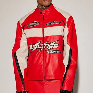Custom Design Retro Classic Leather Motorcycle <b>Jacket</b> Oem logo Patch Genuine Leather <b>Racing</b> <b>Jacket</b> for Men - Product Image 4