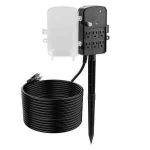 Multipresa da Esterno con Cavo di Prolunga da 15 Metri e Telecomando, Timer Crepuscolare, Palo Impermeabile e Coprimultipresa - Product Image 4