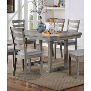 Tavolo da Pranzo Grigio con Motivo a Venature del Legno a Diamante, 1 Pezzo, con Finitura Spazzolata - Product Image 2