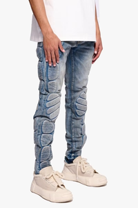 Pantalon en jean skinny Y2K bleu délavé gaufré de haute qualité pour homme HaiYao 2026 – Style streetwear, coupe crayon, OEM/ODM - Product Image 2