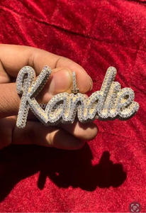 Luxury " Kandle " Pendant Necklace Custom Hip Hop Jewelry <b>Iced</b> <b>Out</b> Letter Charm With <b>Chain</b> - Product Image 4