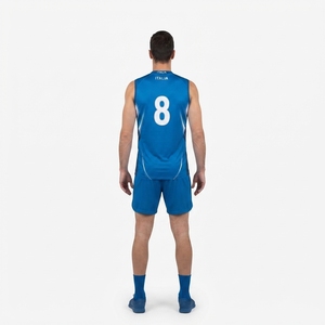 Camiseta de Voleibol Personalizada Sublimada de Poliéster Reciclado para Hombre, Cuello en V, Corte Ajustado, Sin Mangas, 145-155 GSM, Uniforme de Equipo Nacional de Élite - Product Image 2