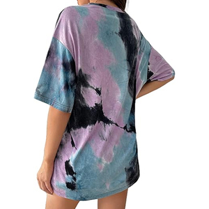 Camiseta Tie Dye para Mujer, Venta al por Mayor, Personalizada, de Algodón, Estilo Casual, Streetwear, con Estampado Gráfico, Fabricante OEM ODM, Marca Privada - Product Image 4