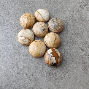 Pierre précieuse naturelle calibrée de forme ronde, cabochon de jaspe biscuit AAA+, dos plat, pour bijoux - Product Image 2