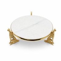 Plateau de service rectangulaire décoratif contemporain en fer de luxe avec base en or léopard pour la maison, les mariages, les fêtes et la décoration de Diwali