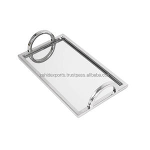 Elegante Bandeja de Metal Hecha a Mano para Decoración de Interiores, Presentación de Café y Té, Bandeja Multifuncional de Navidad, Zahid Exports en India - Product Image 5