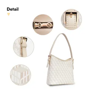 Bolso Tote Cruzado de Gran Capacidad para Mujer, Diseño Floral Clásico, Color Sólido, con Cierre de Cremallera y Forro de Poliéster - Product Image 5