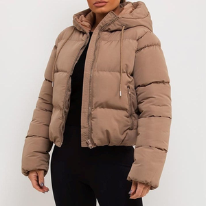 Chaqueta Acolchada con Capucha para Hombre, Abrigo de Invierno Estándar, Cálido, 400 GSM, Cierre Frontal con Cremallera, Bordado, Beige, Corte Ajustado, Estilo Urbano - Product Image 2