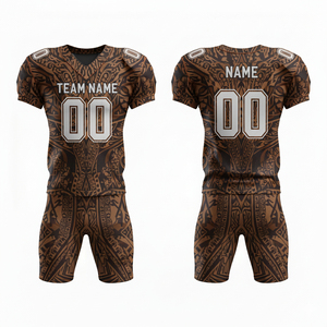 Uniforme de football américain personnalisé pour hommes adultes, vêtements de sport d'équipe personnalisés, 100% polyester, manches courtes, grande taille - Product Image 4
