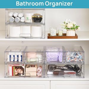 3-Pack Stackable Metal <b>Storage</b> Drawers Easy Assembly <b>Acrylic</b> Undersink Organizer for Bathroom Closet - Product Image 5