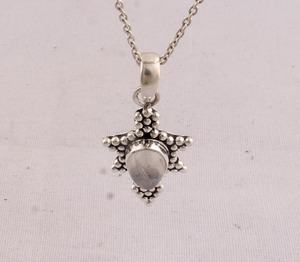 925 Sterling Silver Rainbow <b>Moonstone</b> <b>Pendant</b> Wholesale Natural Blue Fire <b>Moonstone</b> Dotted Bezel Jewelry Handmade Boho Gemstone - Product Image 5