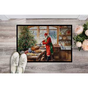 Père Noël Weihnachtsmann Paillasson sur le thème des biscuits Antidérapant Intérieur Extérieur 18H X 27W Lavable Low Pile Tapis de porte d'entrée - Product Image 2