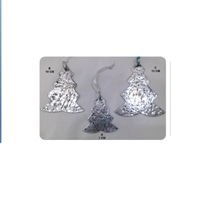 Adornos Colgantes para Árbol de Navidad Hechos a Mano en Metal Plateado Texturizado, Ecológicos, Decorativos, en Varios Tamaños, con Cuerdas, para las Fiestas - Product Image 5