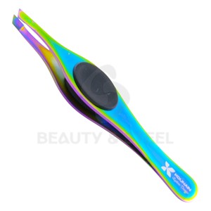 Professional Slanted Tip Eyebrow Tweezers with Ergonomic Rubber Grip for Precision Hair <b>Removal</b> and Facial Grooming - Product Image 4