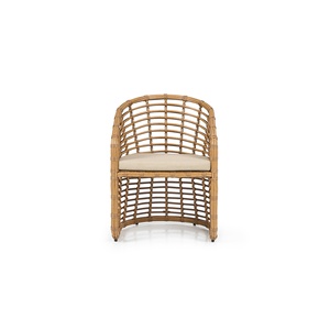 Silla de Patio MINA Elegante de Ratán con Respaldo Redondeado y Tejido de Mimbre Natural - Product Image 2