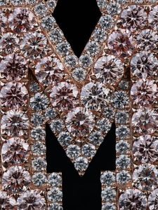 Colgante Letra M Iced Out con Moissanita Plateada y Piedras Rosas, Aspecto de Diamante, Engaste Pavé, Joyería de Declaración Estilo Hip Hop - Product Image 2