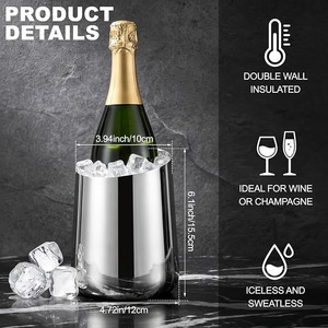 Seau à glace professionnel en acier inoxydable avec couvercle et pinces, isotherme et durable, pour fêtes, hôtels et restaurants, style américain Moontstar - Product Image 2