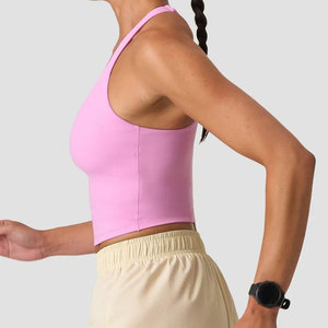 Camiseta Deportiva de Verano para Mujer con Sujetador Integrado, Cuello en V, Largo Regular, 100% Algodón, Secado Rápido, Transpirable, Ropa Deportiva para Gimnasio y Fitness - Product Image 4