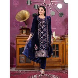 Ensemble de costumes de soirée pour femmes de créateur avec broderie séquentielle - Product Image 1