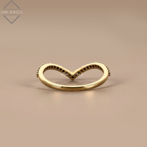 Elegante Anillo de Oro Sólido de 14K con Diamantes Cultivados en Laboratorio, Diseño Curvo, Bañado en Rodio, Minimalista, Apilable, para Mujer, Aniversario - Product Image 2