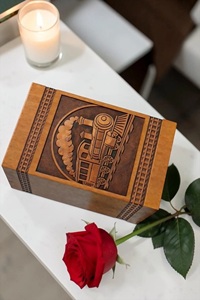 Personalized Handmade Wooden Train Locomotive Cremation Urn Engraved <b>Memorial</b> Keepsake <b>Box</b> American Style Durable Eco-Friendly - Product Image 3