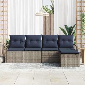 Ensemble de canapés de jardin en polyrotin gris 5 pièces, mobilier d'extérieur moderne pour jardin, capacité 4 personnes - Product Image 3