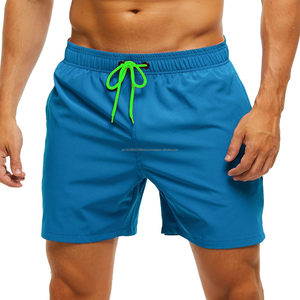 Buena calidad Color sólido Traje de baño Cremallera Bolsillo Tres pantalones Malla forrada Pantalones cortos de playa europeos y americanos - Product Image 1