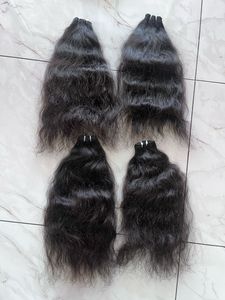 Wholesale 100% Machine Double Weft 100% Human Raw Indian Remy <b>Hair</b> Flat Weft Bulk <b>Hair</b> Smooth Texture Wet Wavy <b>Hair</b> Extension - Product Image 2