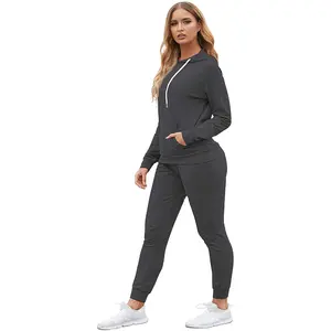 2022 New Stylish Custom Logo Tracksuit Crop Tops Sweatshirt and Jogging Sweat suit Women Tracksuits for Women Hot sale products