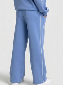 Conjunto Deportivo Extra Grande para Niñas en Azul Azure con Contraste Personalizado, Sudadera con Capucha de Felpa de Algodón y Pantalones Deportivos de Pierna Ancha, OEM y ODM - Product Image 5