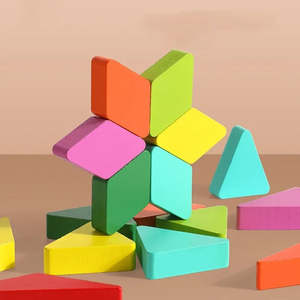 Wudly 10 Designer Shapes Wooden <b>Puzzle</b> Montessori Game <b>Board</b> Certified Intelligence Brain Teaser for 3+ Years Child Safe Multi - Product Image 5