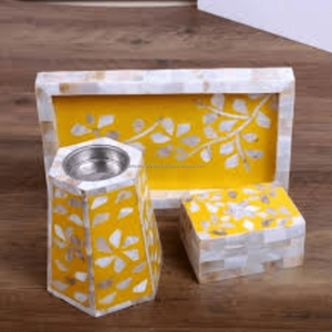 Ensemble de brûleurs Golden Oasis Bakhoor | Plateau d'encens en bois de luxe | Cadeau de parfum de maison arabe fait à la main pour des occasions spéciales - Product Image 1