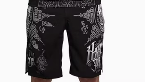 Pantalones Cortos de Entrenamiento de MMA Unisex Negros, Impresión Digital, Absorción de Humedad, Transpirables, Poliéster/Algodón, Corte Regular - Product Image 3