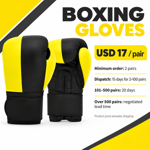 Guantes de Boxeo Unisex de PVC con Cierre de Muñeca, Color Amarillo y Negro, Hechos en Pakistán - Product Image 4