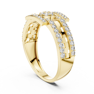 Anillo de Oro Amarillo con Diamante Cultivado en Laboratorio, Banda de Piedras Redondas, Joyería Nupcial para Boda, Compromiso y Uso Diario - Product Image 1