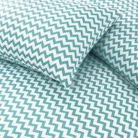 Ensemble de draps en coton 100% imprimé floral blanc turquoise avec 2 taies d'oreiller, respirant, pour hôtel et usage domestique, toutes saisons