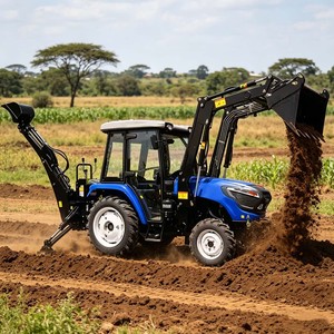 Tractor Económico de 70HP con Tracción en las Cuatro Ruedas, Modificado con Pala Frontal y Excavadora Trasera Integradas - Product Image 2