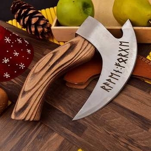Cuchillo para Pizza de Acero de Damasco de Grado Industrial Hecho a Mano, con Mango de Madera y Funda de Cuero, Garantía de 3 Años, Personalizable - Product Image 3