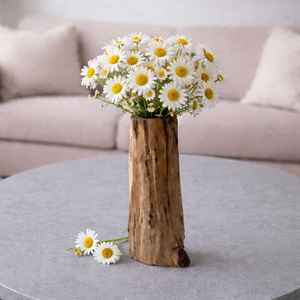 Vase de sol rustique en bois naturel et bambou, fait main, écologique, pour décoration de mariage - Product Image 2