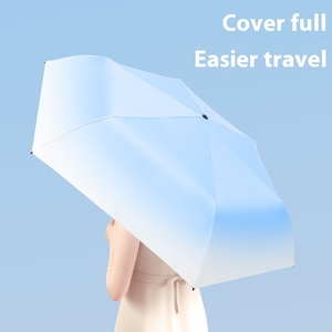 New Ultra-Light Fiber Sunshade Rain <b>Umbrella</b> Three-Fold Gradient 6K Ribs Black Rubber UV Dual-Use Logo Pencil <b>Umbrella</b> - Product Image 4