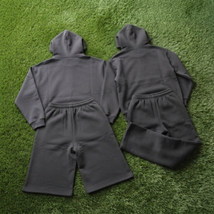 Ensemble de survêtement unisexe Street Fashion en molleton épais, coupe ample, avec sweat à capuche et pantalon, style pyjama - Product Image 2