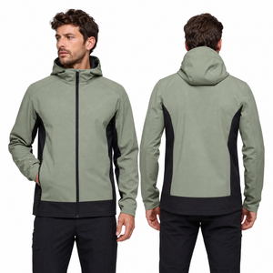 Chaqueta Softshell Verde Menta y Negra de Alta Calidad para Hombre, con Capucha, Resistente al Viento, Deportiva, con Paneles Laterales - Product Image 5