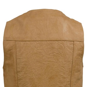 Veste de motard sans manches en cuir véritable marron pour homme 5Kingz Sports, col en V, style urbain classique, mode streetwear, hiver - Product Image 4