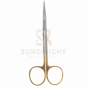 Ciseaux à gommes droits et courbés de 115 mm de qualité supérieure, en acier inoxydable semi-plaqué or, instrument chirurgical dentaire par SurgiRight - Product Image 6
