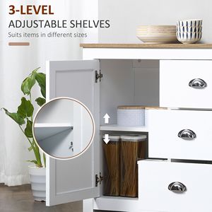 "Handmade White <b>Sideboard</b> Cabinet with Adjustable Shelves & Drawers for Kitchen <b>Storage</b>-for Villa Farmhouse Warehouse" - Product Image 5
