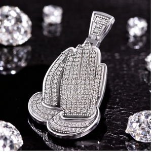 Luxury Iced Jesus Praying Hands Necklace 10K <b>Solid</b> <b>Gold</b> Rhodium Plated Moissanite Diamond <b>Pendants</b> Religious Custom Trendy Gifts - Product Image 5