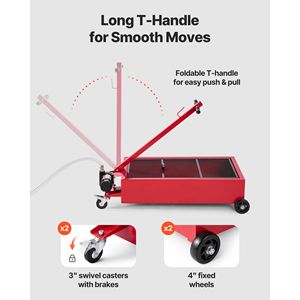 Vasca di raccolta olio mobile da 17 galloni con tubo da 2,2 m, maniglia pieghevole, pompa elettrica a basso profilo, accessorio per smontagomme, protezione dalle perdite - Product Image 5