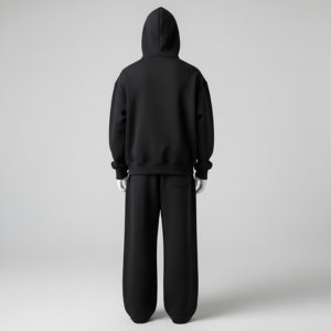 Ensemble de survêtement polaire pour hommes : sweat à capuche et pantalon de jogging, style streetwear décontracté, coupe ample, idéal pour l'hiver, personnalisable avec logo, vente en gros - Product Image 3